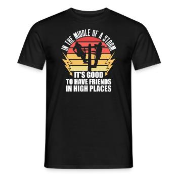Power Lineman Power Line Electrician - Men's T-Shirt - black - Front - AI Model Male 178 light (178cm)