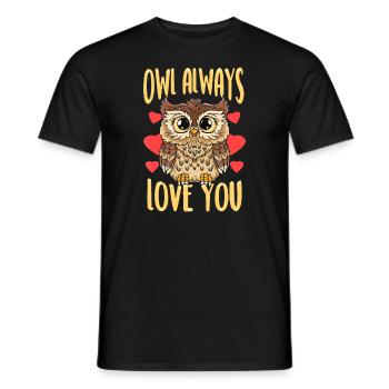 Eule Liebe dich immer süße Eule Liebhaber lustiger Valentinstag - Männer T-Shirt - Schwarz - Vorne - AI Model Male 178 light (178cm)