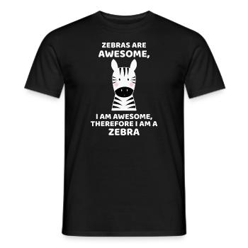 Awesome Cartoon I am a Zebra idea for Zebra Lovers - Men's T-Shirt - black - Front - AI Model Male 178 light (178cm)