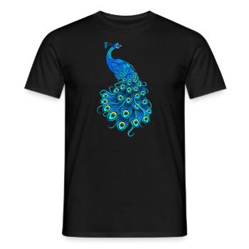 Blue Peacock Print Teal Feathers Bird Lover Men Wo - T-shirt homme - noir - Devant - AI Model Male 178 light (178cm)