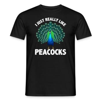 Cool Peacock Design For Men Women Kids Bird Peacoc - Men's T-Shirt - black - Front - AI Model Male 178 light (178cm)