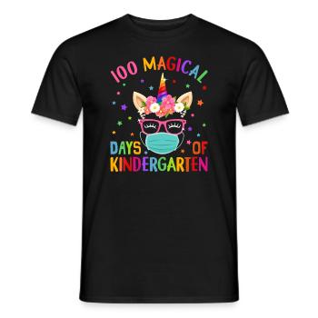 100 Magical Days Of Kindergarten School Unicorn Ma - Men's T-Shirt - black - Front - AI Model Male 178 light (178cm)