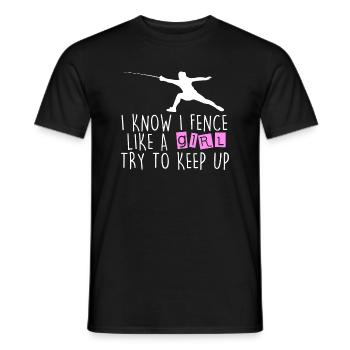 Lustiger Zaun wie ein Mädchen versuchen, Fechten Gir zu halten - Männer T-Shirt - Schwarz - Vorne - AI Model Male 178 light (178cm)