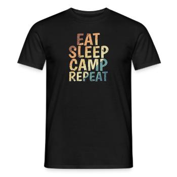 Eat sleep Camp repeat holiday freedom - Men's T-Shirt - black - Front - AI Model Male 178 light (178cm)