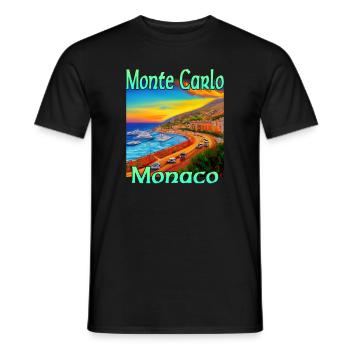 Monte Carlo Sunset à Monaco - T-shirt homme - noir - Devant - AI Model Male 178 light (178cm)
