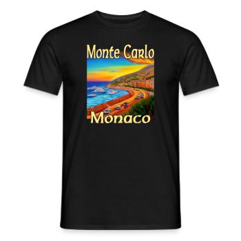 Monte Carlo Sunset à Monaco - T-shirt homme - noir - Devant - AI Model Male 178 light (178cm)