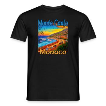 Monte Carlo Sunset à Monaco - T-shirt homme - noir - Devant - AI Model Male 178 light (178cm)