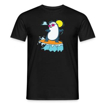 Pingouin surfant sur la plage Oiseau antarctique - T-shirt homme - noir - Devant - AI Model Male 178 light (178cm)