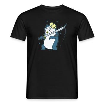 Pingouin avec masque et épée Antarctique - T-shirt homme - noir - Devant - AI Model Male 178 light (178cm)