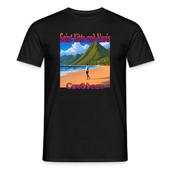 Strand in St. Kitts und Nevis - Männer T-Shirt - Schwarz - Vorne - AI Model Male 178 light (178cm)