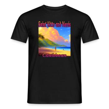 Beach in Saint Kitts and Nevis - Men's T-Shirt - black - Front - AI Model Male 178 light (178cm)