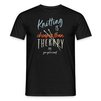 Conception de thérapie de tricot amusante, Knitterstitchneedle - T-shirt homme - noir - Devant - AI Model Male 178 light (178cm)