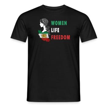 Women Life Freedom Frauen Free Iran Persia - Men's T-Shirt - black - Front - AI Model Male 178 light (178cm)