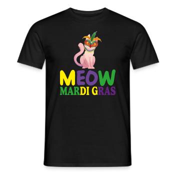 lustige Mardi Gras Niedliche Katze Siamese MEOW MARDI GRAS - Männer T-Shirt - Schwarz - Vorne - AI Model Male 178 light (178cm)