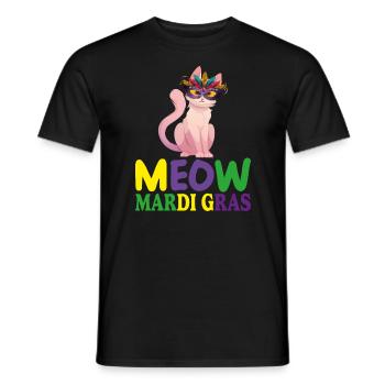 MEOW MARDI GRAS, FUNNY GIFT FOR GIRLS - T-shirt homme - noir - Devant - AI Model Male 178 light (178cm)