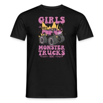Girls also like monster trucks girls monsters - Men's T-Shirt - black - Front - AI Model Male 178 light (178cm)