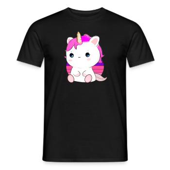 Mignon chat licorne - T-shirt homme - noir - Devant - AI Model Male 178 light (178cm)