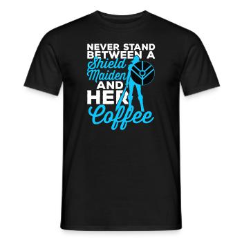 Funny Viking Shield Maiden Coffee Loverscandinaveo - Men's T-Shirt - black - Front - AI Model Male 178 light (178cm)