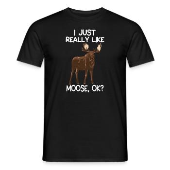 Ich mag einfach Elch lustig Elch Liebhaber Zitat - Männer T-Shirt - Schwarz - Vorne - AI Model Male 178 light (178cm)