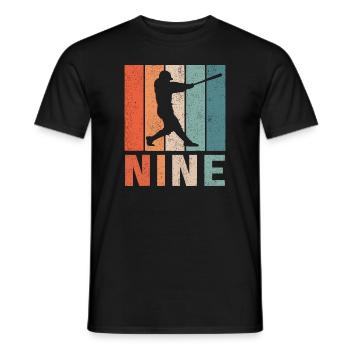 9. Geburtstag Retro Baseballspieler Jungen Kinder 9 ja - Männer T-Shirt - Schwarz - Vorne - AI Model Male 178 light (178cm)