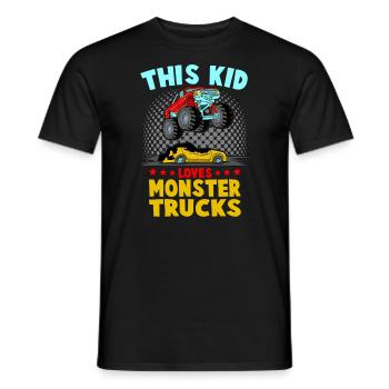 This kid loves monster trucks - Men's T-Shirt - black - Front - AI Model Male 178 light (178cm)