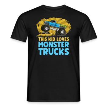 This kid loves monster trucks - Men's T-Shirt - black - Front - AI Model Male 178 light (178cm)