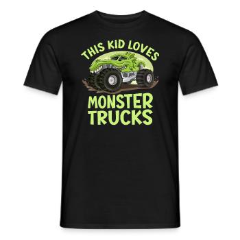 This kid loves monster trucks - Men's T-Shirt - black - Front - AI Model Male 178 light (178cm)