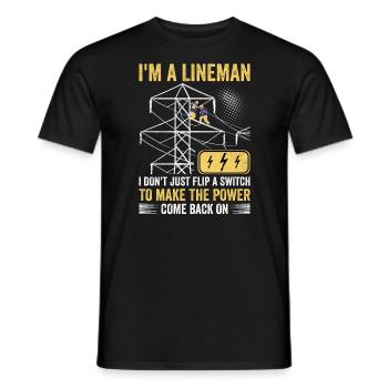 Power Lineman Power Line Electrician - Men's T-Shirt - black - Front - AI Model Male 178 light (178cm)