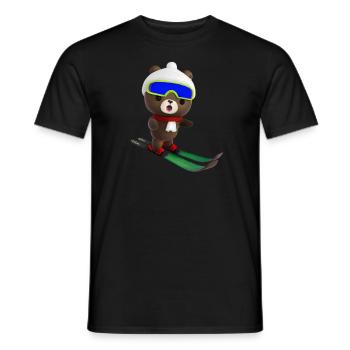 Stunned skier Bear - Men's T-Shirt - black - Front - AI Model Male 178 light (178cm)