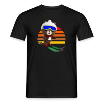 Stunned skier Bear - Men's T-Shirt - black - Front - AI Model Male 178 light (178cm)