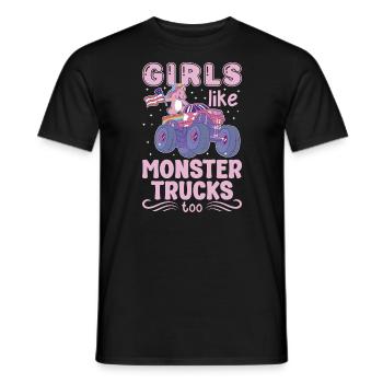 Girls also like monster trucks girls monsters - Men's T-Shirt - black - Front - AI Model Male 178 light (178cm)