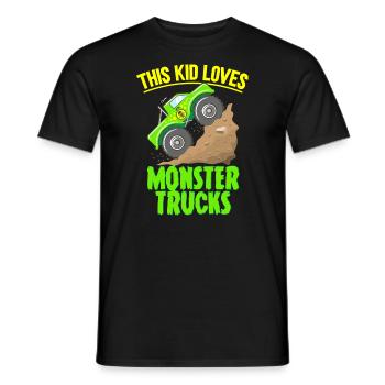 This kid loves monster trucks - Men's T-Shirt - black - Front - AI Model Male 178 light (178cm)