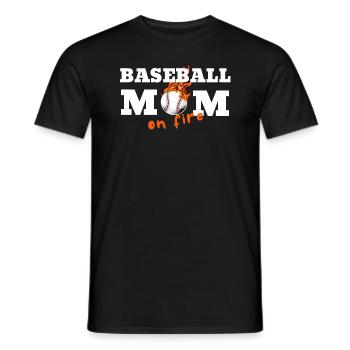 Baseball Mom On Fire - Men's T-Shirt - black - Front - AI Model Male 178 light (178cm)