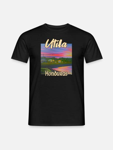 Utila, Honduras Sunset - Men's T-Shirt - black
