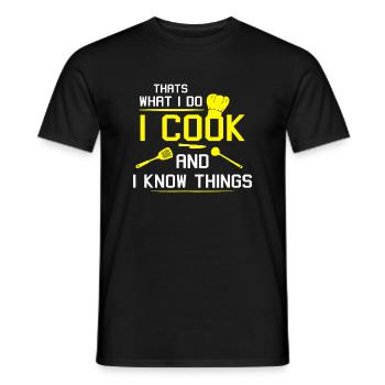 Chef Geek Essen Lustig Ich Koche Und Ich Weiß DingeEssen - Männer T-Shirt - Schwarz - Vorne - AI Model Male 178 light (178cm)