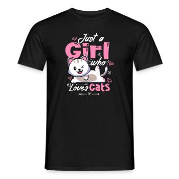 Just A Girl Who Loves Cats Cute Kawaii - Men's T-Shirt - black - Front - AI Model Male 178 light (178cm)