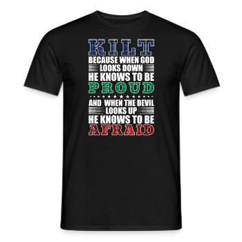 Kilt écossais disant jupe écossaise Écosse - T-shirt homme - noir - Devant - AI Model Male 178 light (178cm)