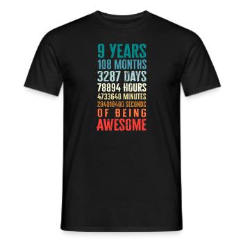 9 Years 108 Months Of Being Awesome Happy 9th Birt - Men's T-Shirt - black - Front - AI Model Male 178 light (178cm)