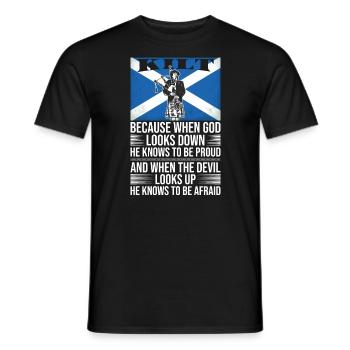 Scottish Kilt Saying Scottish Skirt Scotland - Men's T-Shirt - black - Front - AI Model Male 178 light (178cm)