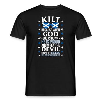 Kilt écossais disant jupe écossaise Écosse - T-shirt homme - noir - Devant - AI Model Male 178 light (178cm)