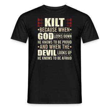 Kilt écossais disant jupe écossaise Écosse - T-shirt homme - noir - Devant - AI Model Male 178 light (178cm)