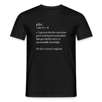 Pilot Definition Fly Airplane Funny Aircraft Aviat - Men's T-Shirt - black - Front - AI Model Male 178 light (178cm)