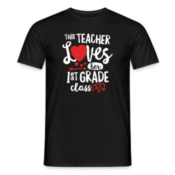 This Teacher Loves 1st Grade Class Valentines Day - Men's T-Shirt - black - Front - AI Model Male 178 light (178cm)