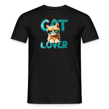 Amoureux des chats - T-shirt homme - noir - Devant - AI Model Male 178 light (178cm)