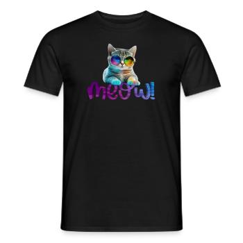 Katze - Miauen - Männer T-Shirt - Schwarz - Vorne - AI Model Male 178 light (178cm)