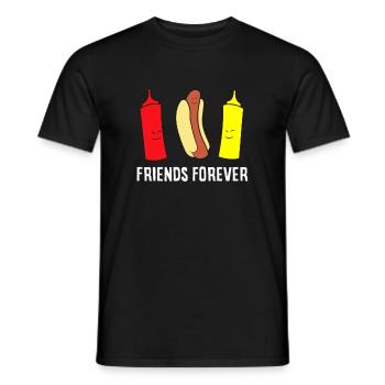 Hot Dog Ketchup Moutarde Friends Forever Cute Hotdo - T-shirt homme - noir - Devant - AI Model Male 178 light (178cm)