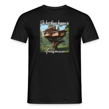 Cabane dans les arbres - Les meilleures choses arrivent - T-shirt homme - noir - Devant - AI Model Male 178 light (178cm)