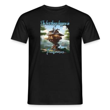 Cabane dans les arbres - Les meilleures choses arrivent - T-shirt homme - noir - Devant - AI Model Male 178 light (178cm)