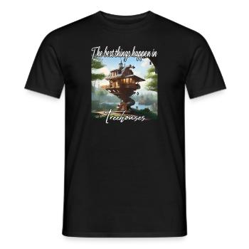 Cabane dans les arbres - Les meilleures choses arrivent - T-shirt homme - noir - Devant - AI Model Male 178 light (178cm)