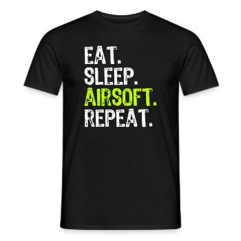 Manger Dormir Airsoft Répéter Air-Soft Drôle - T-shirt homme - noir - Devant - AI Model Male 178 light (178cm)